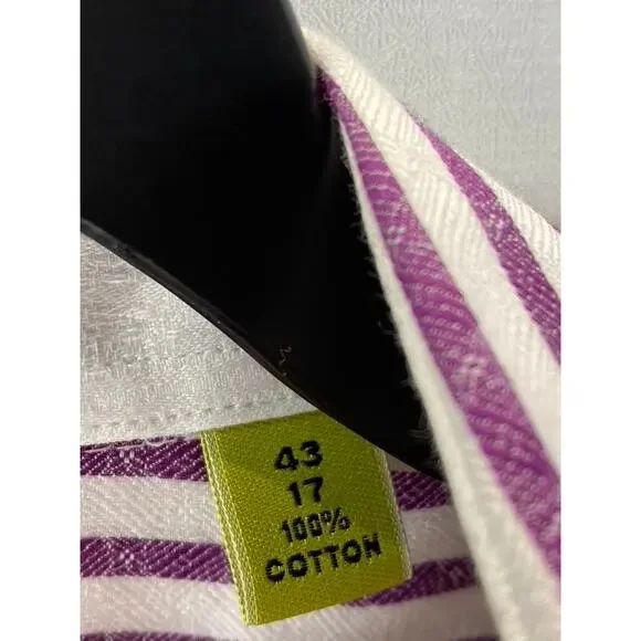 ROBERT GRAHAM Men's White/Burgundy Striped Knowledge Wisdom Truth Shirt SZ 17